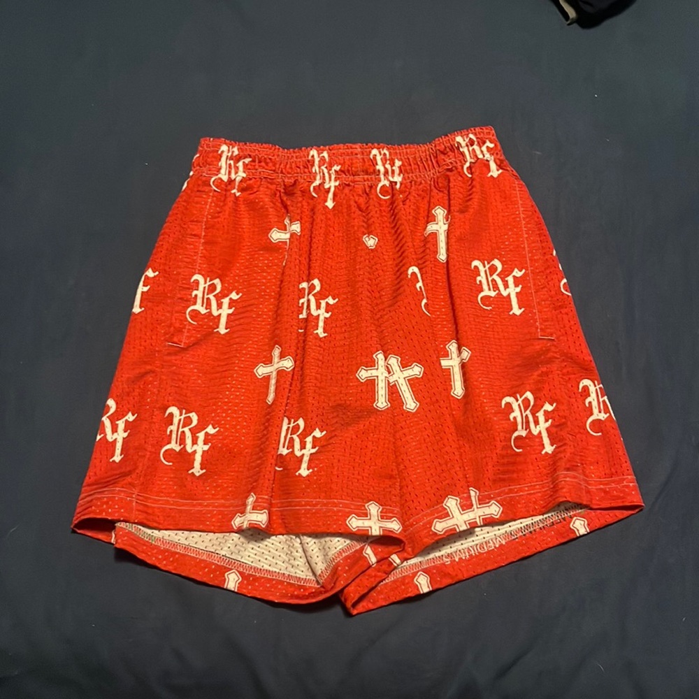 Red chrome cross shorts